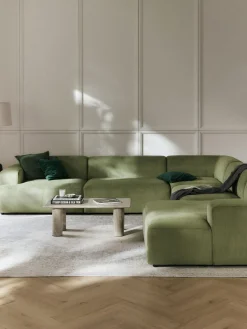 Discount Westwing Collection Canapé lounge en velours côtelé Melva Velours côtelé vert olive