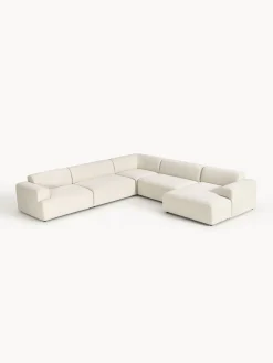Best Westwing Collection Canapé lounge Melva Tissu blanc cassé