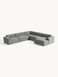 Best Westwing Collection Canapé lounge Melva Tissu gris foncé