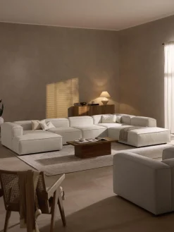 Best Westwing Collection Canapé lounge modulable en mélange de lin Lennon Mélange de lin beige