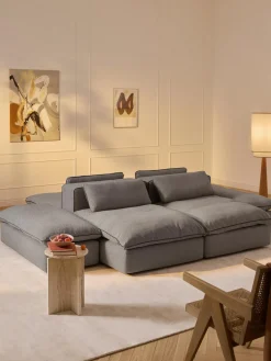 Discount Westwing Collection Canapé lounge modulable Felix Tissu anthracite