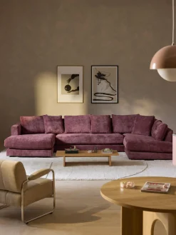 Best Westwing Collection Canapé lounge Tribeca Tissu aubergine