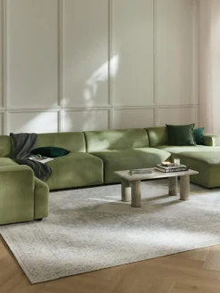 Best Westwing Collection Canapé lounge XL en velours côtelé Melva Velours côtelé vert olive