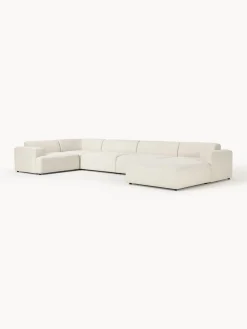 Best Westwing Collection Canapé lounge XL Melva Tissu blanc cassé