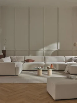 Best Westwing Collection Canapé lounge XL Melva Tissu blanc cassé