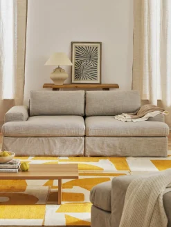 Best Westwing Collection Canapé modulable 3 places avec revêtement amovible Russell Tissu beige