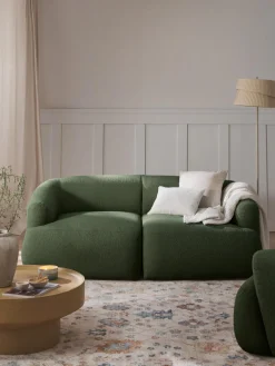 Best Westwing Collection Canapé modulable 2 places en bouclette Sofia Bouclette vert foncé