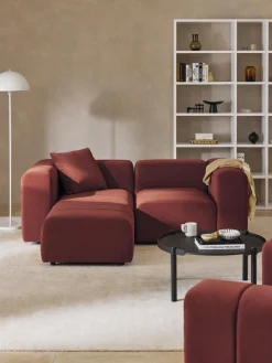 Best Westwing Collection Canapé modulable 3 places en velours avec pouf Lena Velours lie de vin