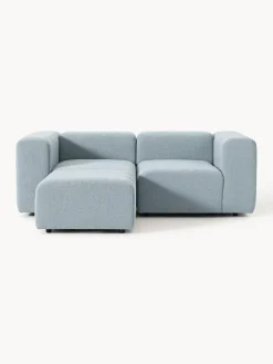 Clearance Westwing Collection Canapé modulable 3 places en bouclette avec pouf Lena Bouclette bleu ciel