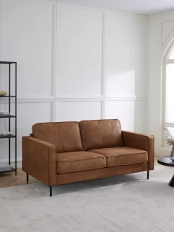 Best Westwing Collection Canapé 2 places en cuir recyclé Hunter Cuir brun