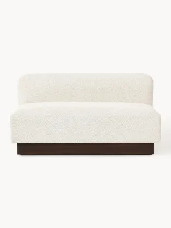 Best Westwing Collection Canapé 2 places en peluche-bouclette Natalie Peluche-bouclette blanc cassé, bois de hêtre foncé