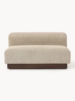 Best Westwing Collection Canapé 2 places en peluche-bouclette Natalie Peluche-bouclette beige, bois de hêtre foncé