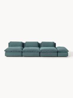 Best Westwing Collection Canapé 3 places modulable XL avec pouf Felix Tissu vert turquoise