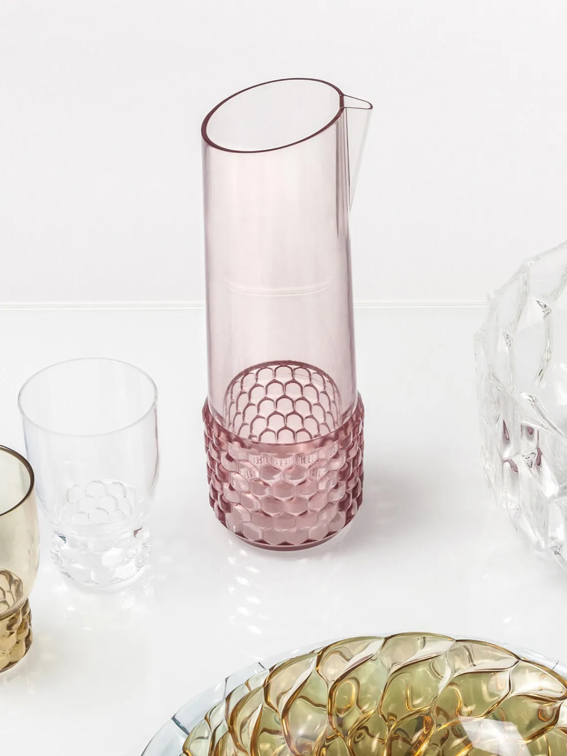 Discount Kartell Carafe à eau avec motif structuré Jellies, 1,3 L Rose pâle
