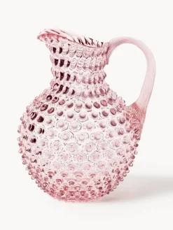 Sale ANNA VON LIPA Carafe soufflée bouche Hobnail, 2 L Rose, transparent