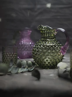 Outlet ANNA VON LIPA Carafe soufflée bouche Hobnail, 2 L Vert olive, lilas, transparent