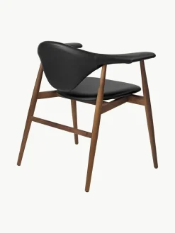 Outlet GUBI Chaise à accoudoirs en bois de noyer Masculo Cuir noir, bois de noyer