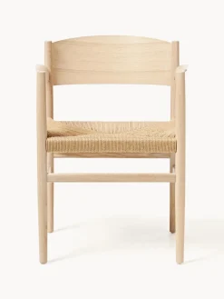 Hot Mater Chaise à accoudoirs en chêne Nestor Beige clair, bois de chêne clair