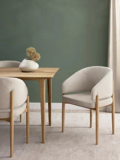 Best Westwing Collection Chaise à accoudoirs Nemo Tissu beige, bois de frêne clair
