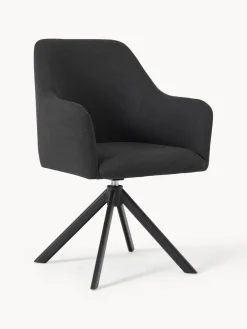 Best Westwing Collection Chaise à accoudoirs pivotante Isla Tissu noir, noir mat