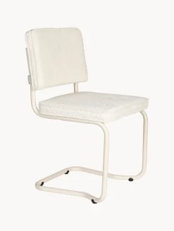 Fashion Zuiver Chaise cantilever Kink, 2 pièces Peluche blanc cassé, cadre blanc crème mat
