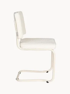 Fashion Zuiver Chaise cantilever Kink, 2 pièces Peluche blanc cassé, cadre blanc crème mat