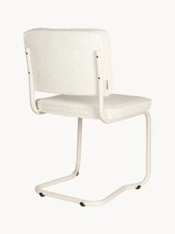 Fashion Zuiver Chaise cantilever Kink, 2 pièces Peluche blanc cassé, cadre blanc crème mat