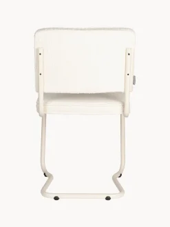 Fashion Zuiver Chaise cantilever Kink, 2 pièces Peluche blanc cassé, cadre blanc crème mat