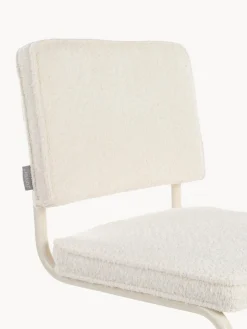 Fashion Zuiver Chaise cantilever Kink, 2 pièces Peluche blanc cassé, cadre blanc crème mat