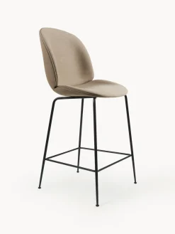 New GUBI Chaise de bar Beetle Tissu beige, acier noir mat