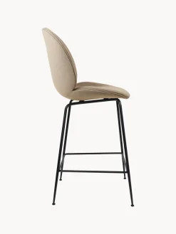 New GUBI Chaise de bar Beetle Tissu beige, acier noir mat