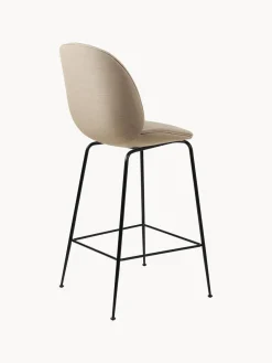 New GUBI Chaise de bar Beetle Tissu beige, acier noir mat