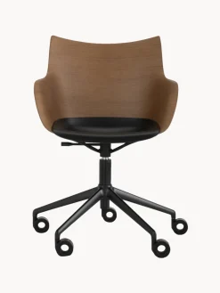 Best Kartell Chaise de bureau avec accoudoirs réglable en hauteur Q/Wood Noir, bois de chêne sauvage