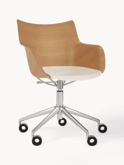 Clearance Kartell Chaise de bureau avec accoudoirs réglable en hauteur Q/Wood Bois, blanc