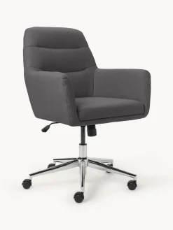 Clearance Westwing Collection Chaise de bureau avec accoudoirs Benson, hauteur réglable Tissu gris foncé