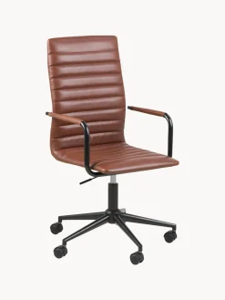 Clearance Westwing Chaise de bureau cuir synthétique Winslow, hauteur ajustable Cuir synthétique nougat, noir