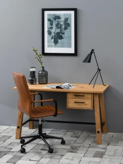 Clearance Westwing Chaise de bureau cuir synthétique Winslow, hauteur ajustable Cuir synthétique nougat, noir