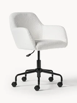 Best Westwing Collection Chaise de bureau en bouclette Lucie Bouclette blanc, noir