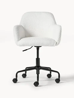 Best Westwing Collection Chaise de bureau en bouclette Lucie Bouclette blanc, noir