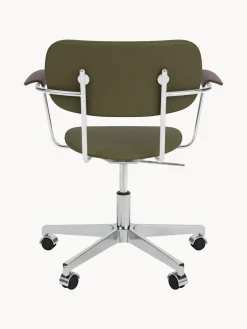 Hot Audo Copenhagen Chaise de bureau en cuir Co, hauteur réglable Cuir vert olive, argenté