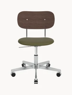 Outlet Audo Copenhagen Chaise de bureau en cuir Co, hauteur réglable Cuir vert olive, bois foncé, argenté