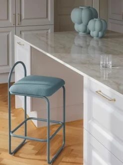Online AYTM Chaise de comptoir en bouclette Angui Bouclette gris-bleu