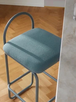 Online AYTM Chaise de comptoir en bouclette Angui Bouclette gris-bleu
