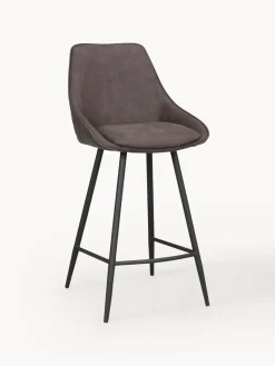 Discount Rowico Chaise de comptoir en velours Sierra Velours brun foncé