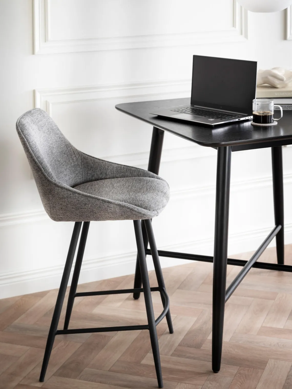Best Rowico Chaise de comptoir Sierra Tissu gris clair, noir