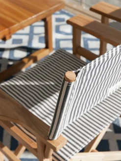 Discount Business & Pleasure Chaise de jardin pliante Director Bleu foncé, rayé, bois