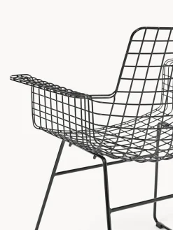New HKLIVING Chaise design en métal à accoudoirs Wire Noir