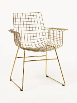 Online HKLIVING Chaise design en métal à accoudoirs Wire Doré