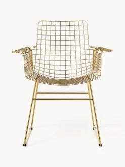 Online HKLIVING Chaise design en métal à accoudoirs Wire Doré