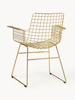 Online HKLIVING Chaise design en métal à accoudoirs Wire Doré